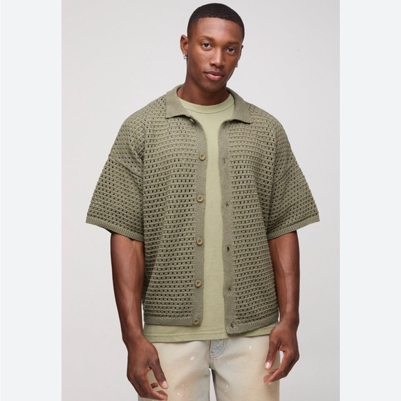 Boohoo Other - Boohoo man Men's Olive Green Knit Cardigan large